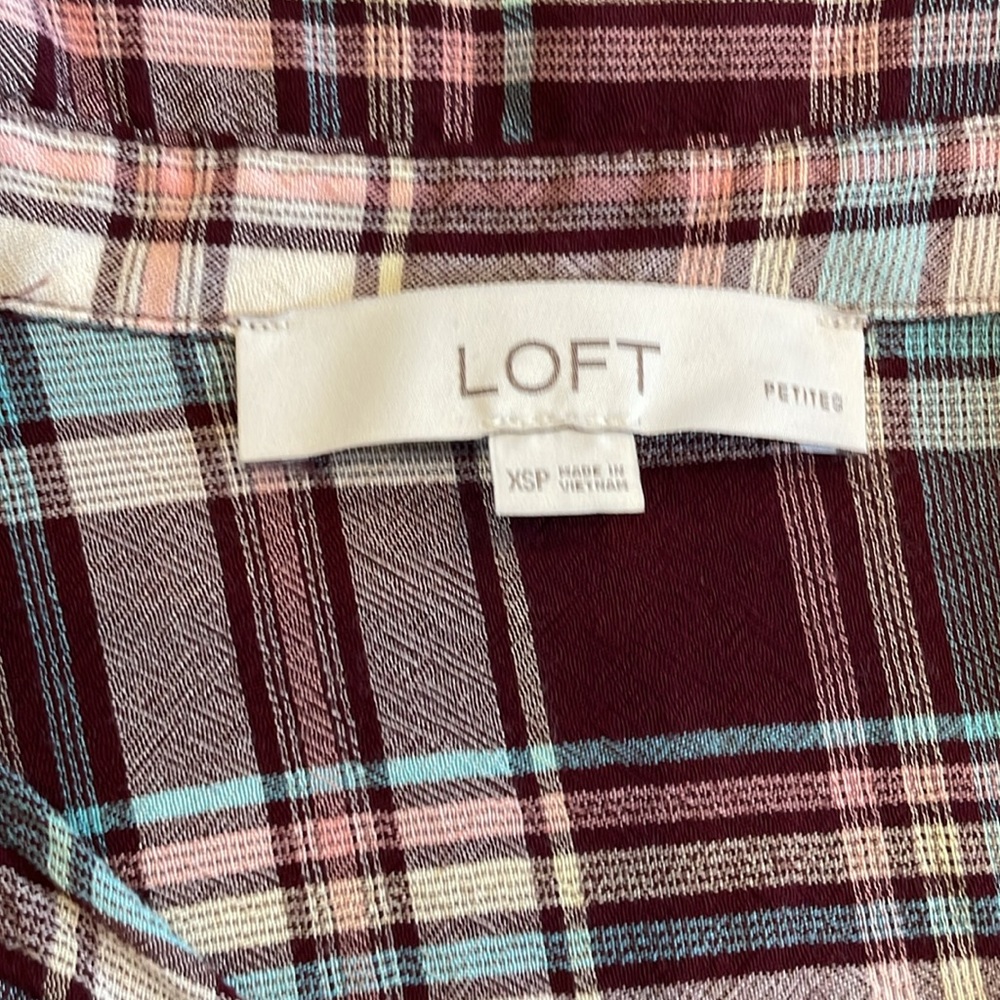 LOFT Petite Plaid Shirtdress - Size XSP - Picture 6 of 7